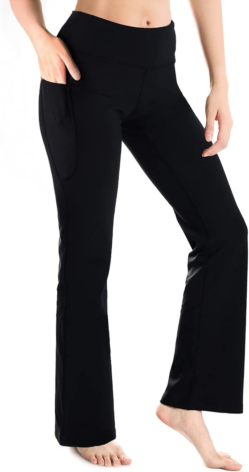 Women's Bootcut Yoga Pants and Lounge Workout Pants with Side Pockets in Multiple Sizes (27"/29"/31"/33"/35"/37")