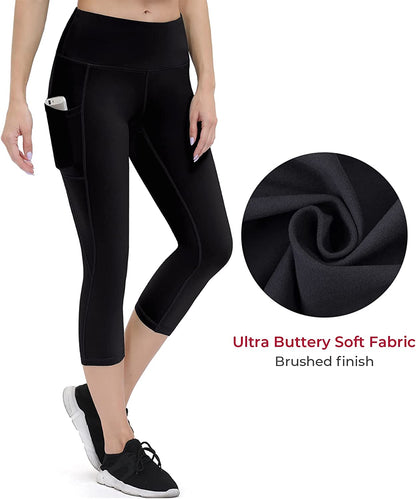 Women's Anti-Nail Leggings, Non-Transparent Yoga Pants with Phone Pockets, Tummy Control Full-Length and Capri Options