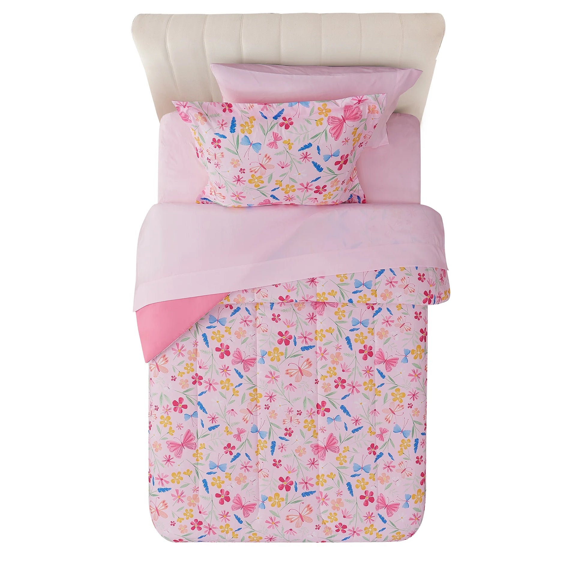 Pink Wildflower 7-Piece Bedding Set for Girls - Full Size
