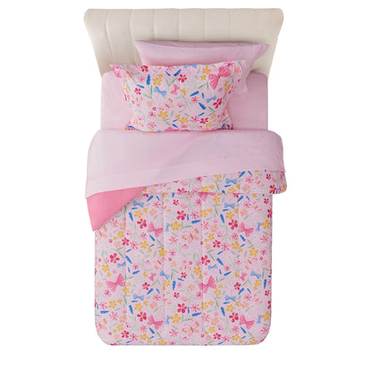Pink Wildflower 7-Piece Bedding Set for Girls - Full Size