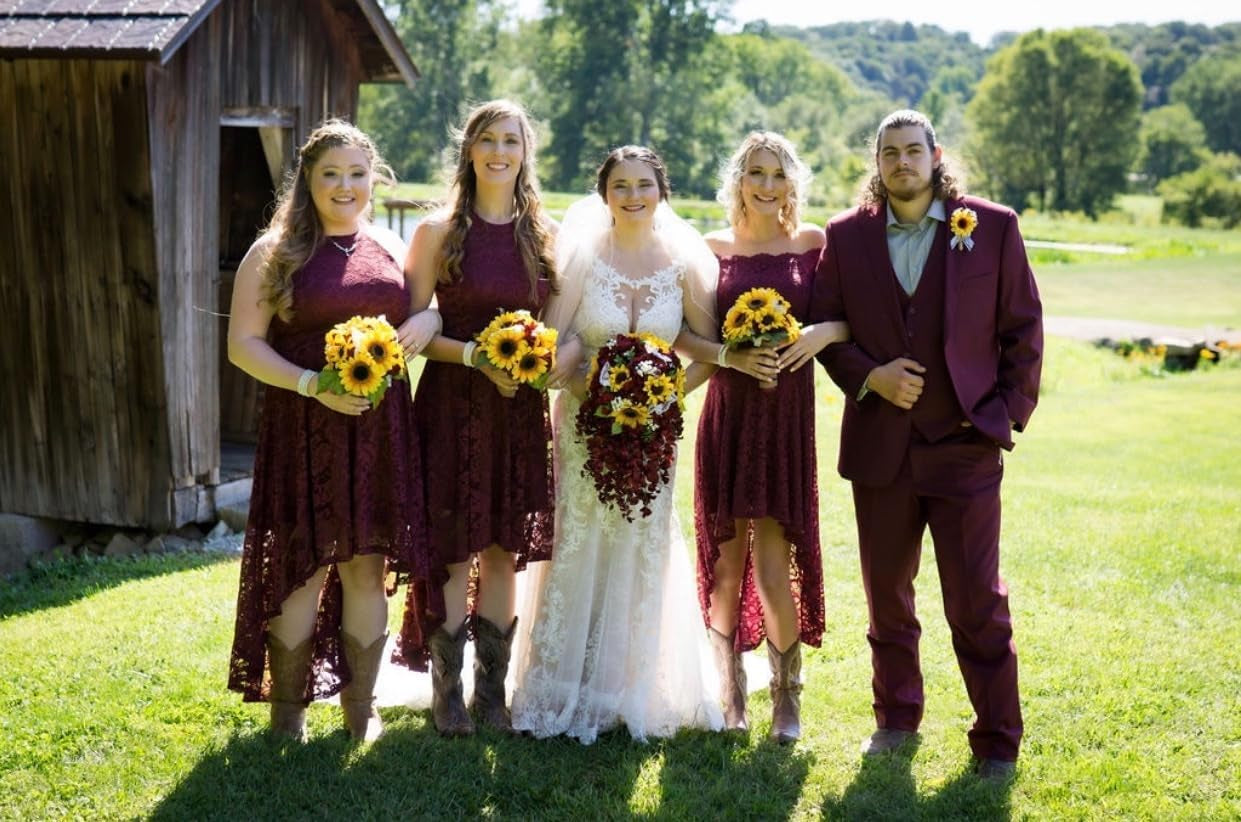 Women's Halter Lace Hi-Lo Cocktail Dress for Weddings and Formal Events