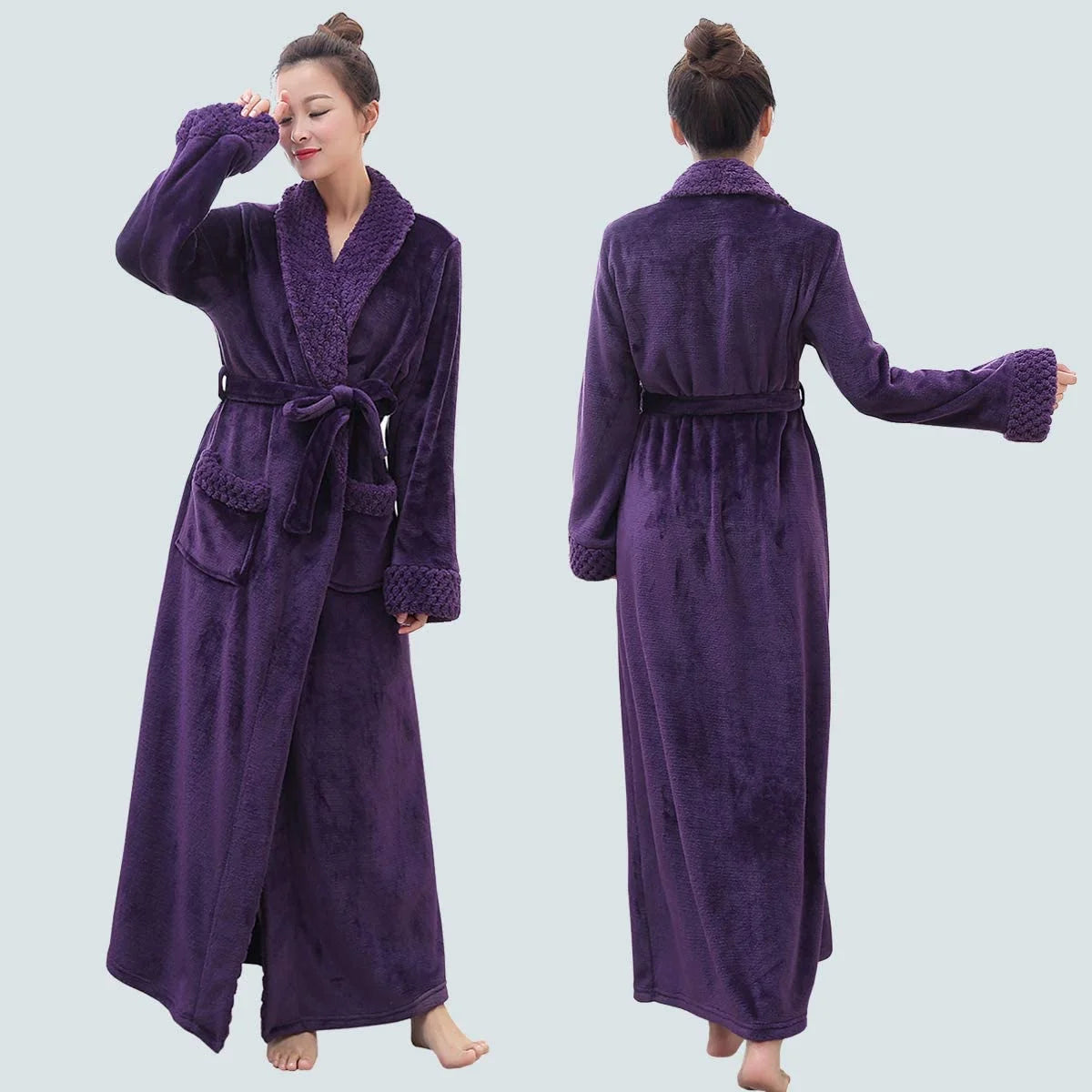Indulge in Luxury:  Women's Soft Fleece Bathrobe - Cozy Long Spa Robe for Ultimate Comfort