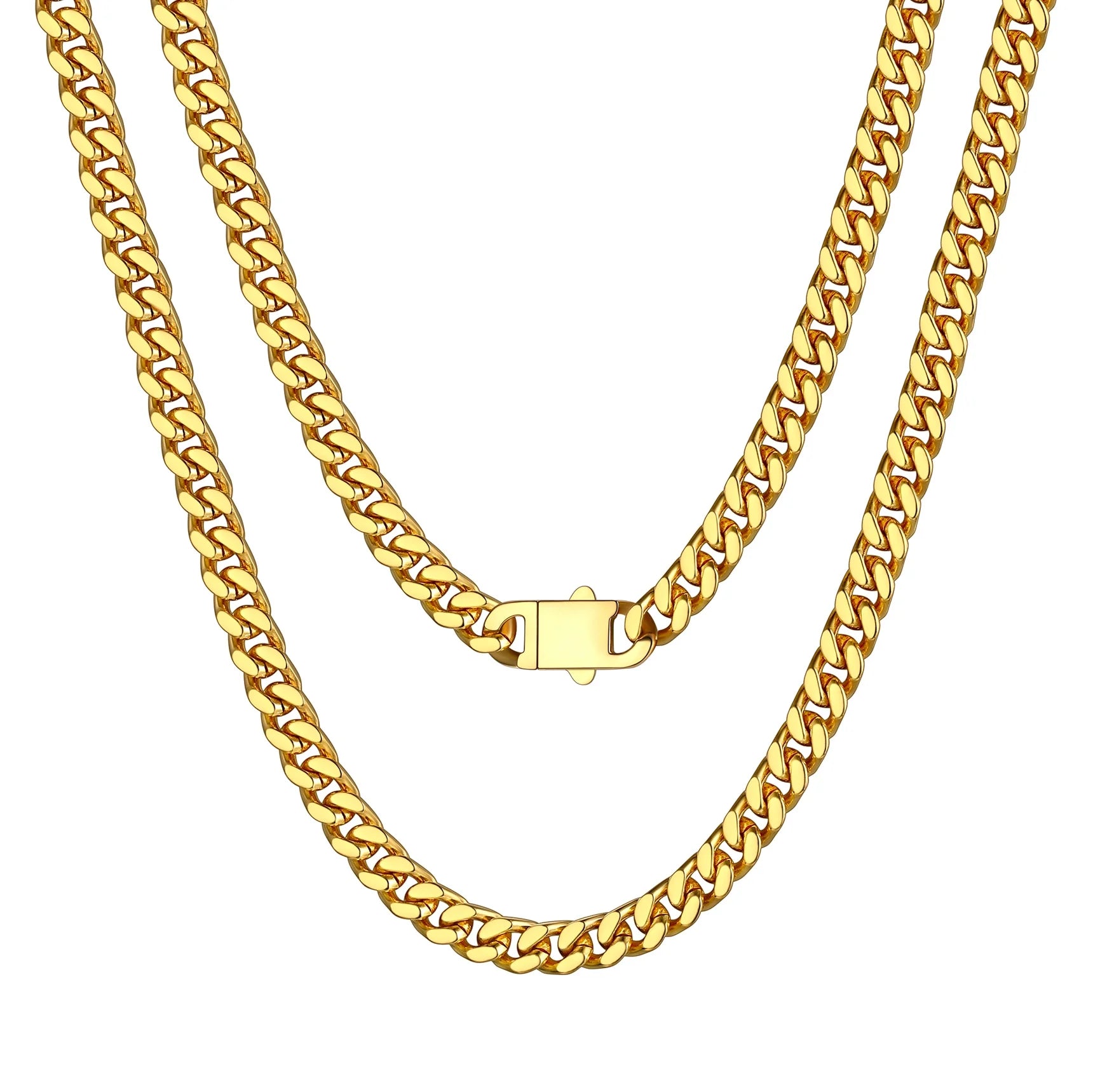 Stunning 30" 18K Gold Filled Cuban Chain Necklace - Heavy Chunky Stainless Steel Curb Design for Women - Perfect Hip Hop Punk Jewelry