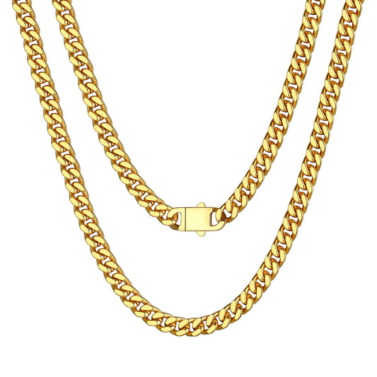 Stunning 30" 18K Gold Filled Cuban Chain Necklace - Heavy Chunky Stainless Steel Curb Design for Women - Perfect Hip Hop Punk Jewelry