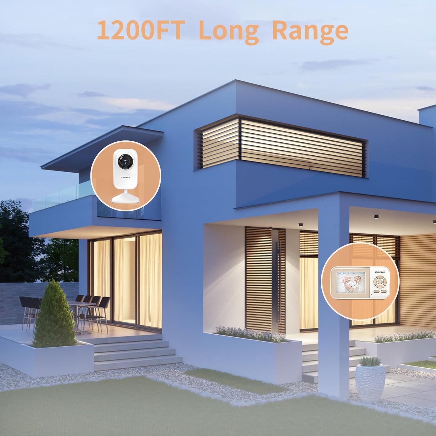 EBE28 Video Baby Monitor with 2.8" LCD Screen, Night Vision, Two-Way Audio, and 1200FT Range