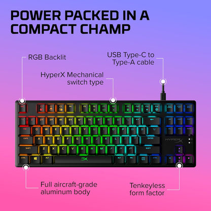Alloy Origins Core Tenkeyless Mechanical Gaming Keyboard with RGB LED Backlighting, Customizable Software Controls, and Linear  Red Switches - Black