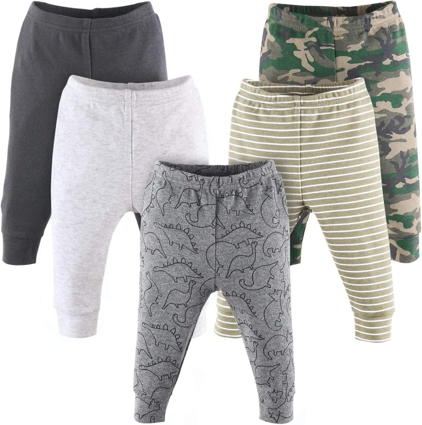 Peanutshell 5-Pack Toddler Pants Set for Boys and Girls - 100% Cotton, Suitable for Ages 0-24 Months - Dinosaur Theme