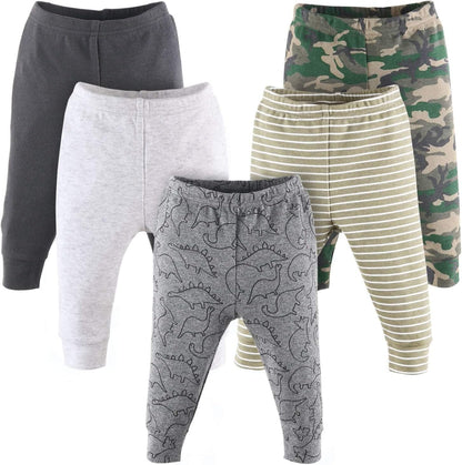 Peanutshell 5-Pack Toddler Pants Set for Boys and Girls - 100% Cotton, Suitable for Ages 0-24 Months - Dinosaur Theme