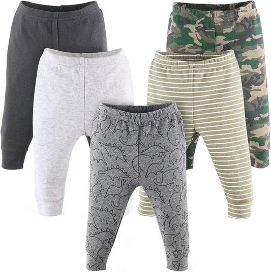 Peanutshell 5-Pack Toddler Pants Set for Boys and Girls - 100% Cotton, Suitable for Ages 0-24 Months - Dinosaur Theme