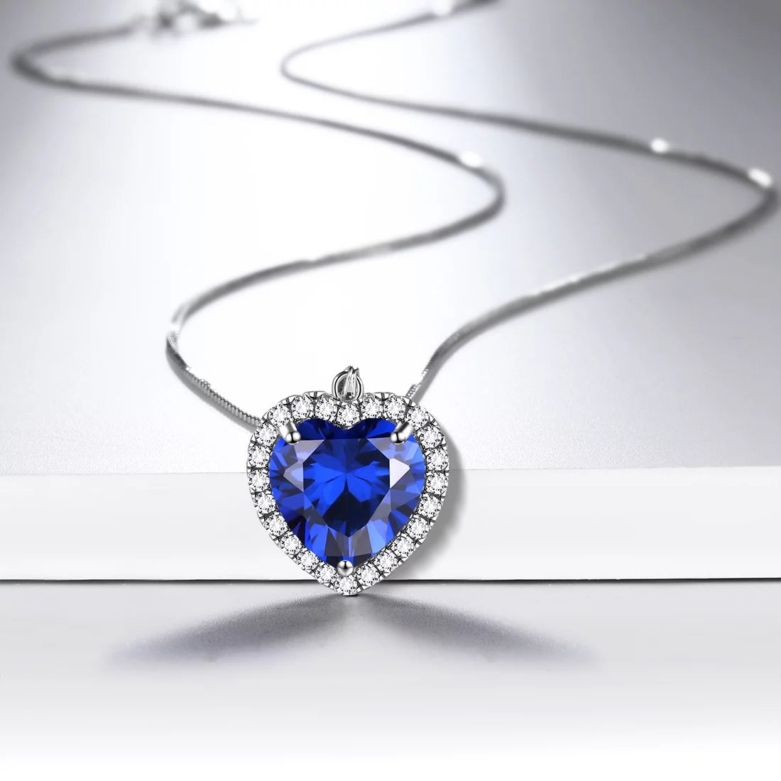 Stunning September Birthstone Blue Heart Necklace in 925 Sterling Silver - Perfect Gift for Birthdays and Mother's Day
