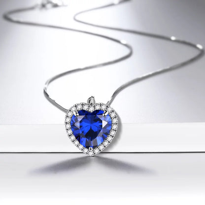 Stunning September Birthstone Blue Heart Necklace in 925 Sterling Silver - Perfect Gift for Birthdays and Mother's Day