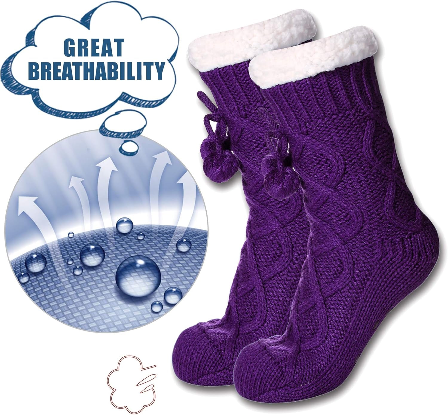 Women's Cozy Fleece-Lined Non-Slip Winter Slipper Socks with Grippers