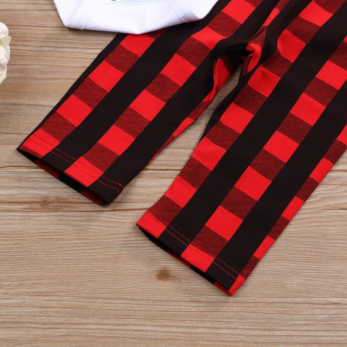 My First Christmas Outfit Baby Boy Bow Tie Romper Bodysuit Xmas Plaid Pants Clothes Set (Plaid, 3-6 Months)