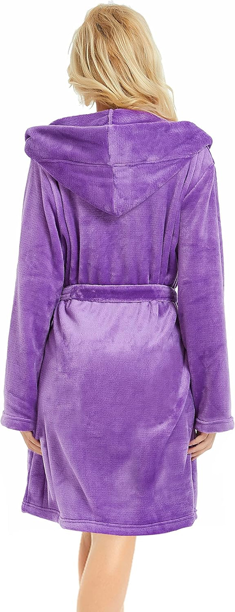 Women's Hooded Fleece Robe - Short Plush Spa Bathrobe for Ultimate Comfort and Warmth