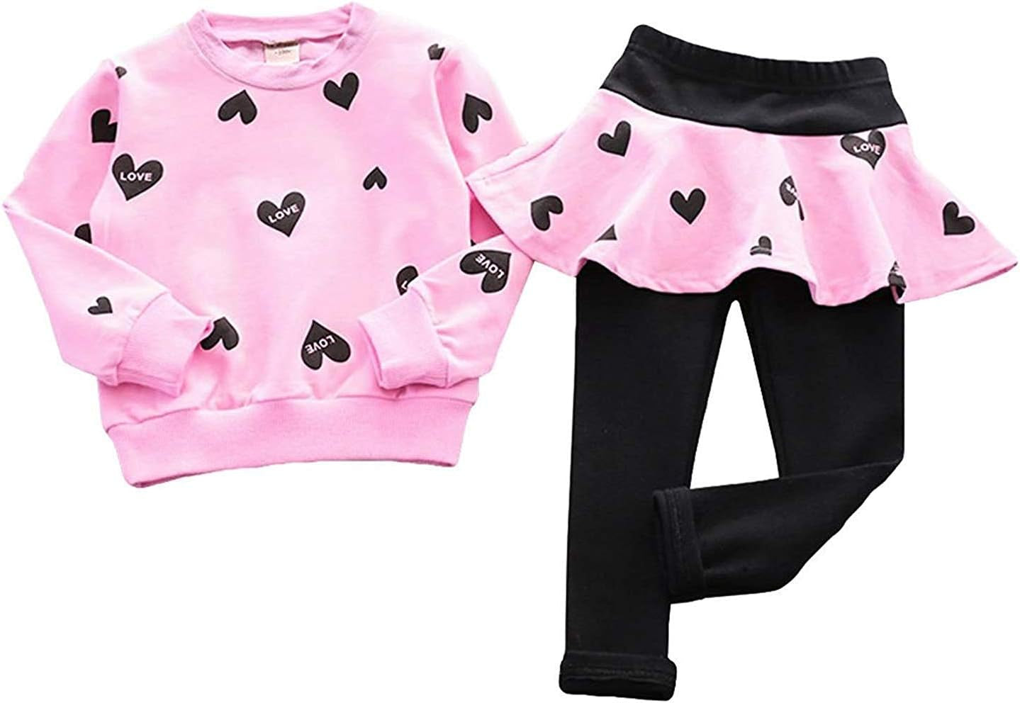 Toddler Girls' Long Sleeve Heart Print Hoodie and Leggings Set