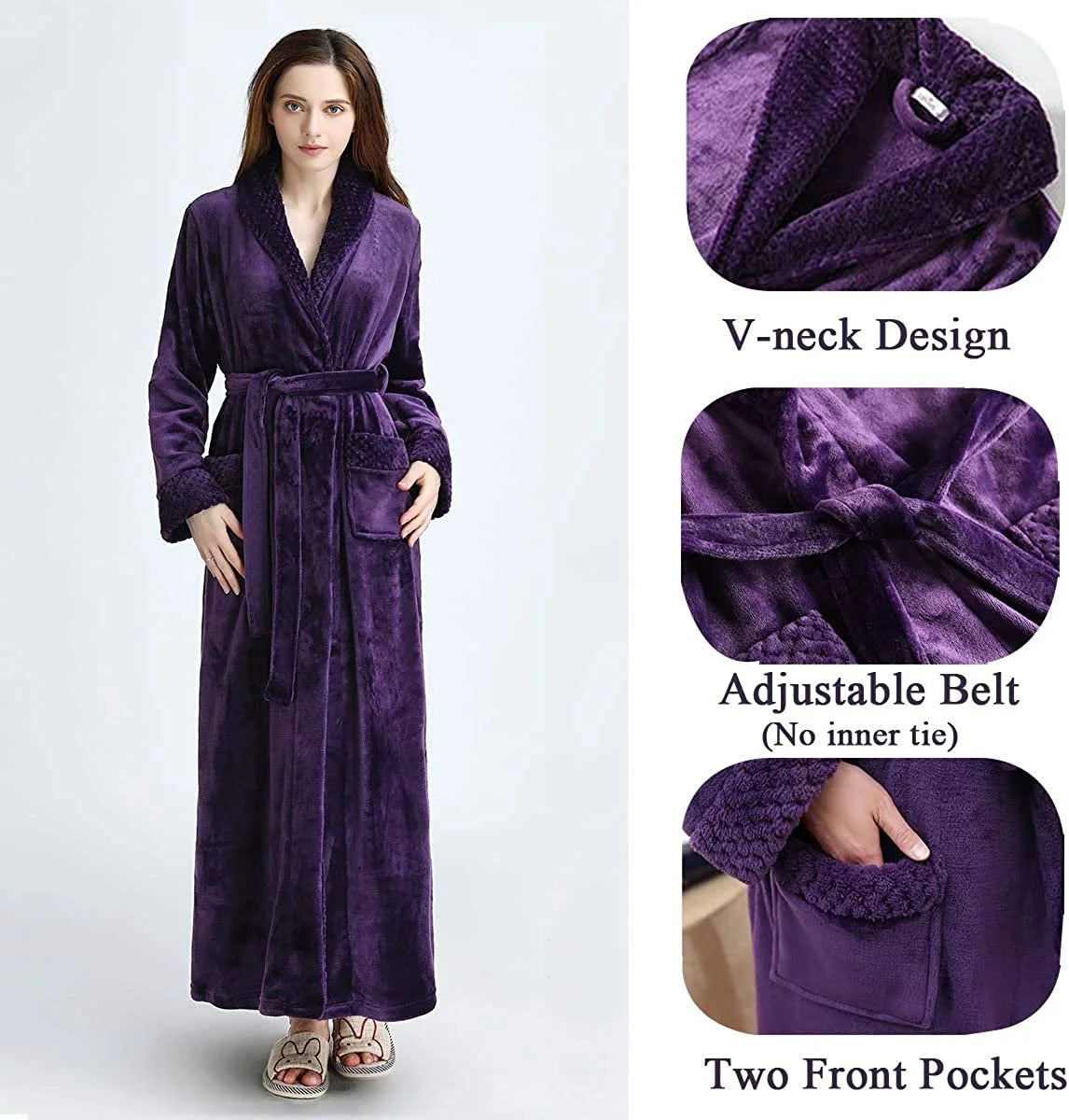 Indulge in Luxury:  Women's Soft Fleece Bathrobe - Cozy Long Spa Robe for Ultimate Comfort