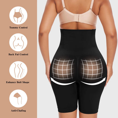 High-Waisted Tummy Control Shapewear Shorts - 2 Pack Body Shaper for Thigh Slimming