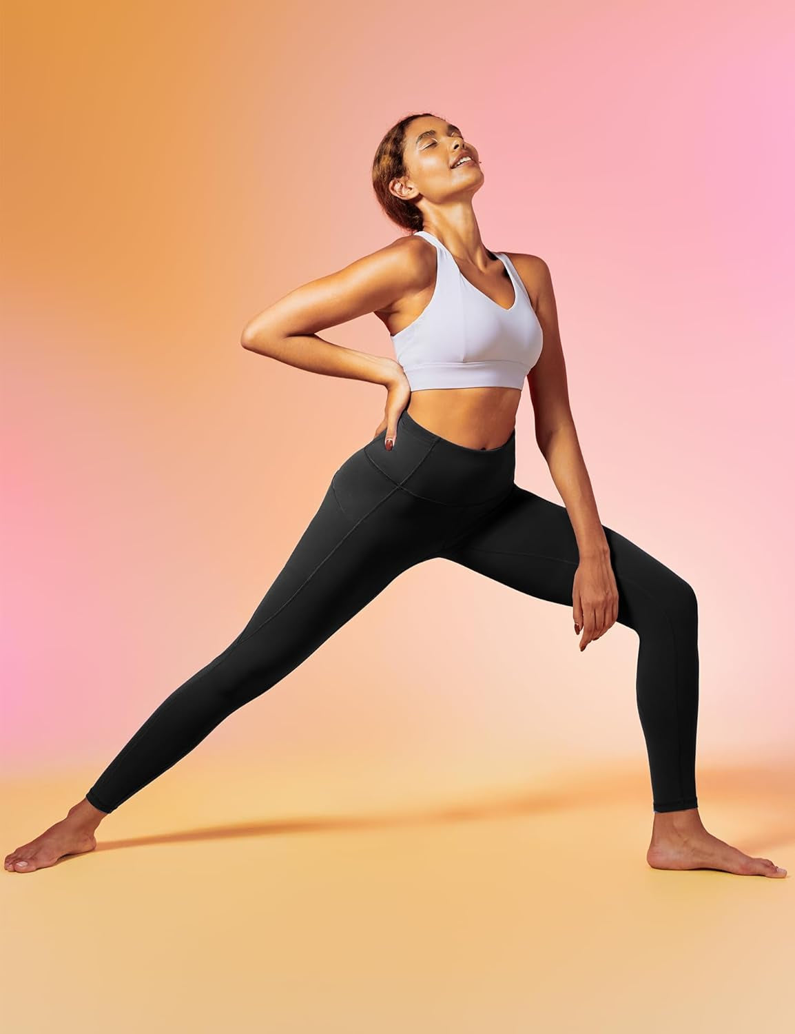 Women's High-Waisted Yoga Pants with Pockets - Tummy Control Compression Leggings for Workout and Running