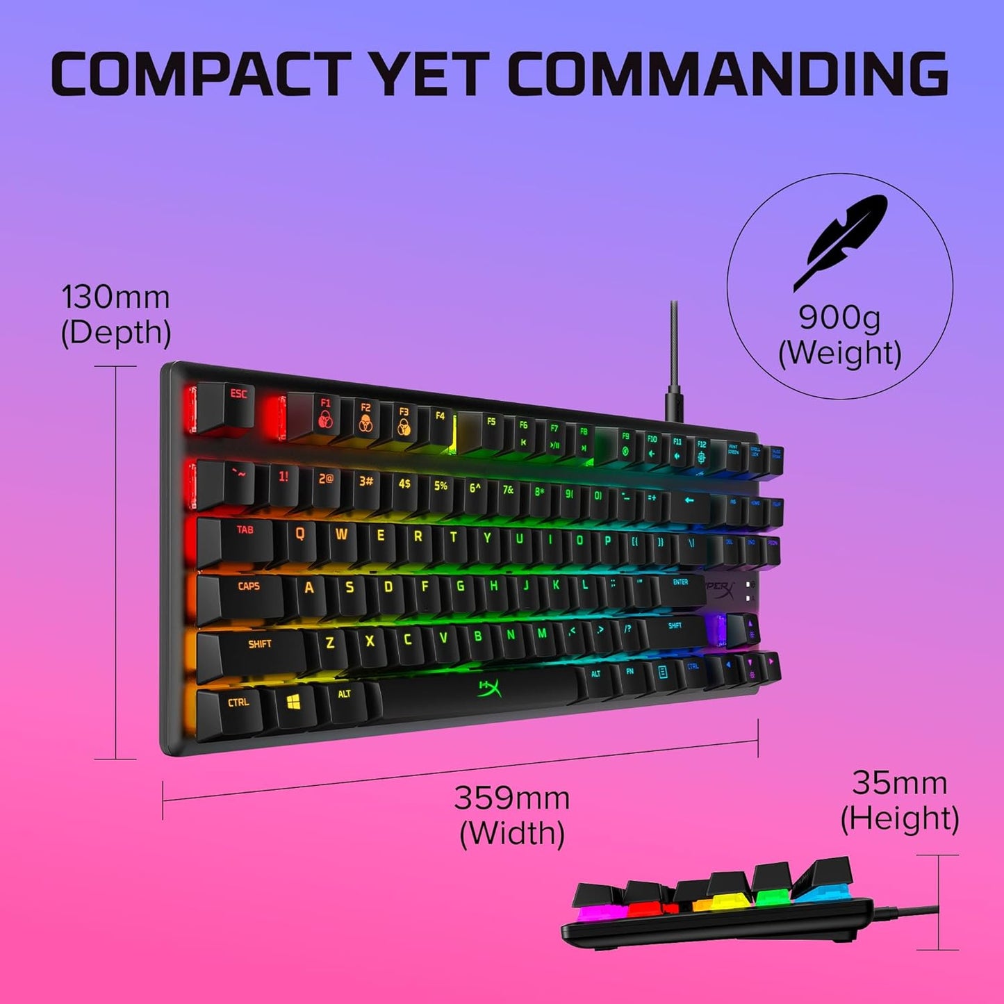 Alloy Origins Core Tenkeyless Mechanical Gaming Keyboard with RGB LED Backlighting, Customizable Software Controls, and Linear  Red Switches - Black