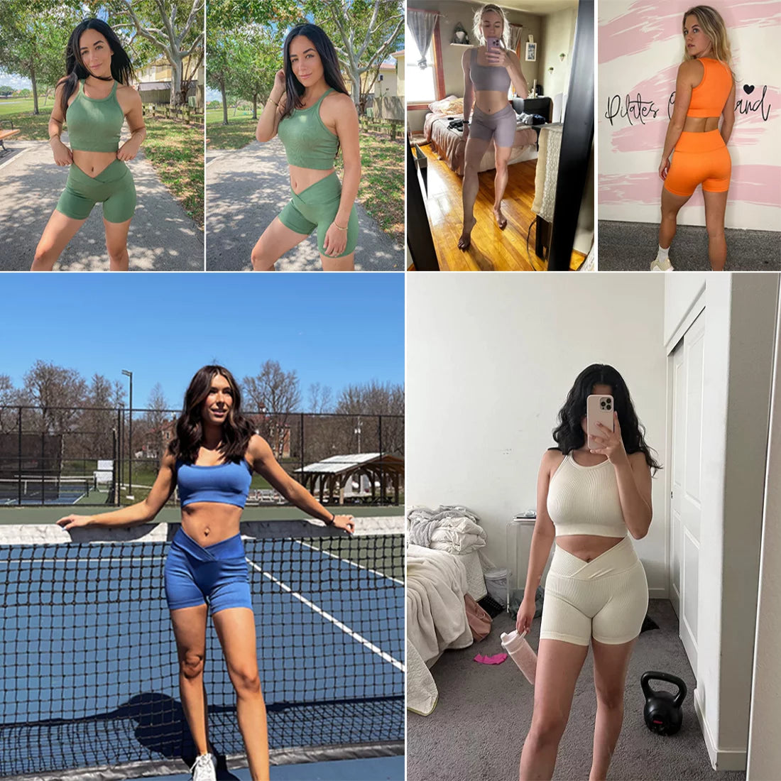 Women's Seamless 2-Piece Workout Set - Butt Lifting Shorts & Crop Tank Top for Gym & Yoga