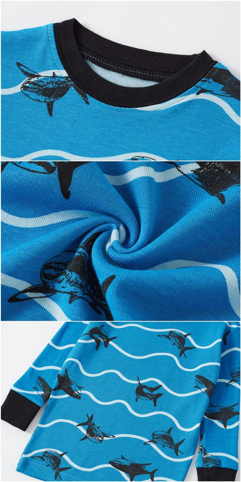 Little Boys Shark Pajamas Softest&Comfiest Pajamas 4 Piece Toddler Boys Pajamas Kid'S Sleepwear Size 6 Blue
