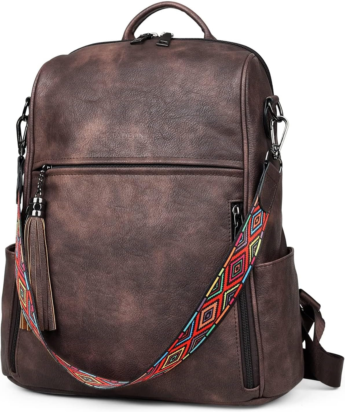 Women's Designer Leather Backpack Purse - Fashionable Travel Shoulder Bag with Tassel Detail