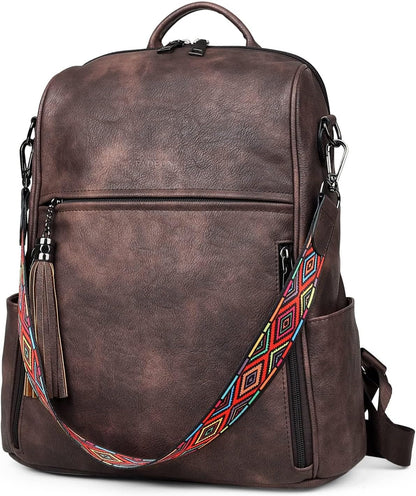 Women's Designer Leather Backpack Purse - Fashionable Travel Shoulder Bag with Tassel Detail