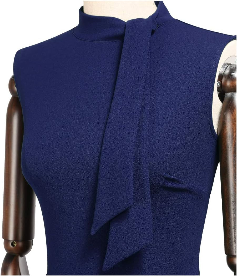 Women's Vintage 1950s Inspired Half Collar Ruffle Cocktail Pencil Dress