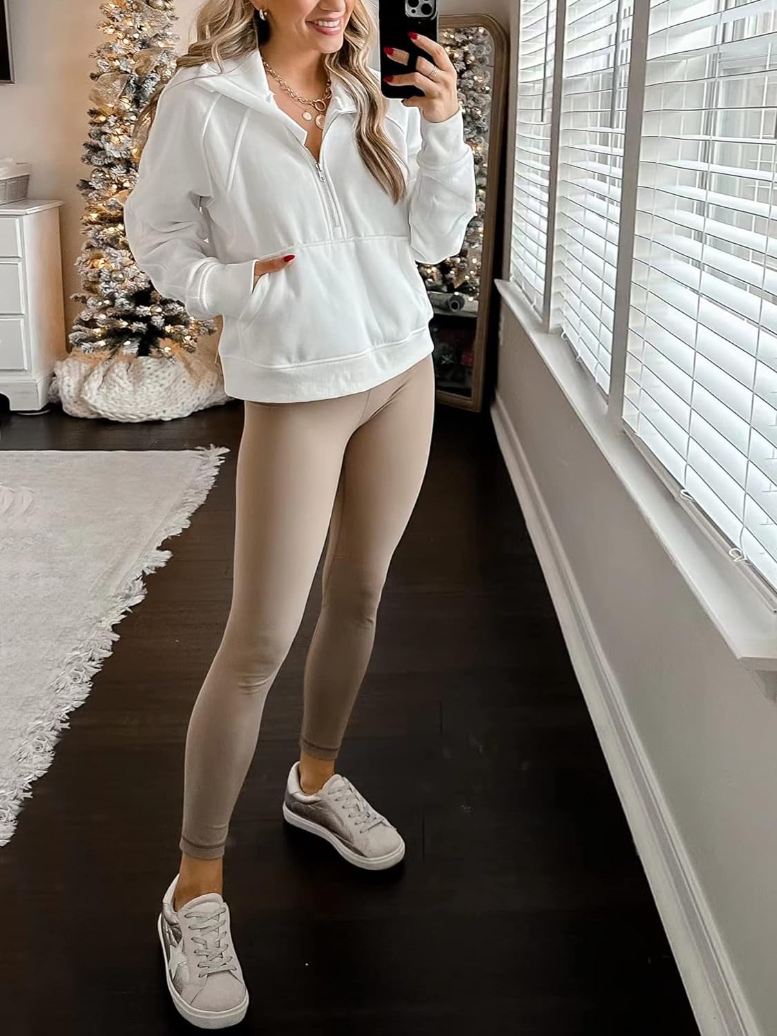 Essential High-Waisted Compression Leggings for Athletic and Yoga Workouts, 25" Length